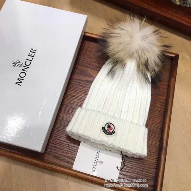 MONCIER蒙口 原單兔絨+羊絨配狐狸毛球百搭款帽子 情侶款 LLWJ8028